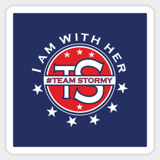 Team Stormy I Am With Her Political Red Blue White Typography With White Stars Sticker